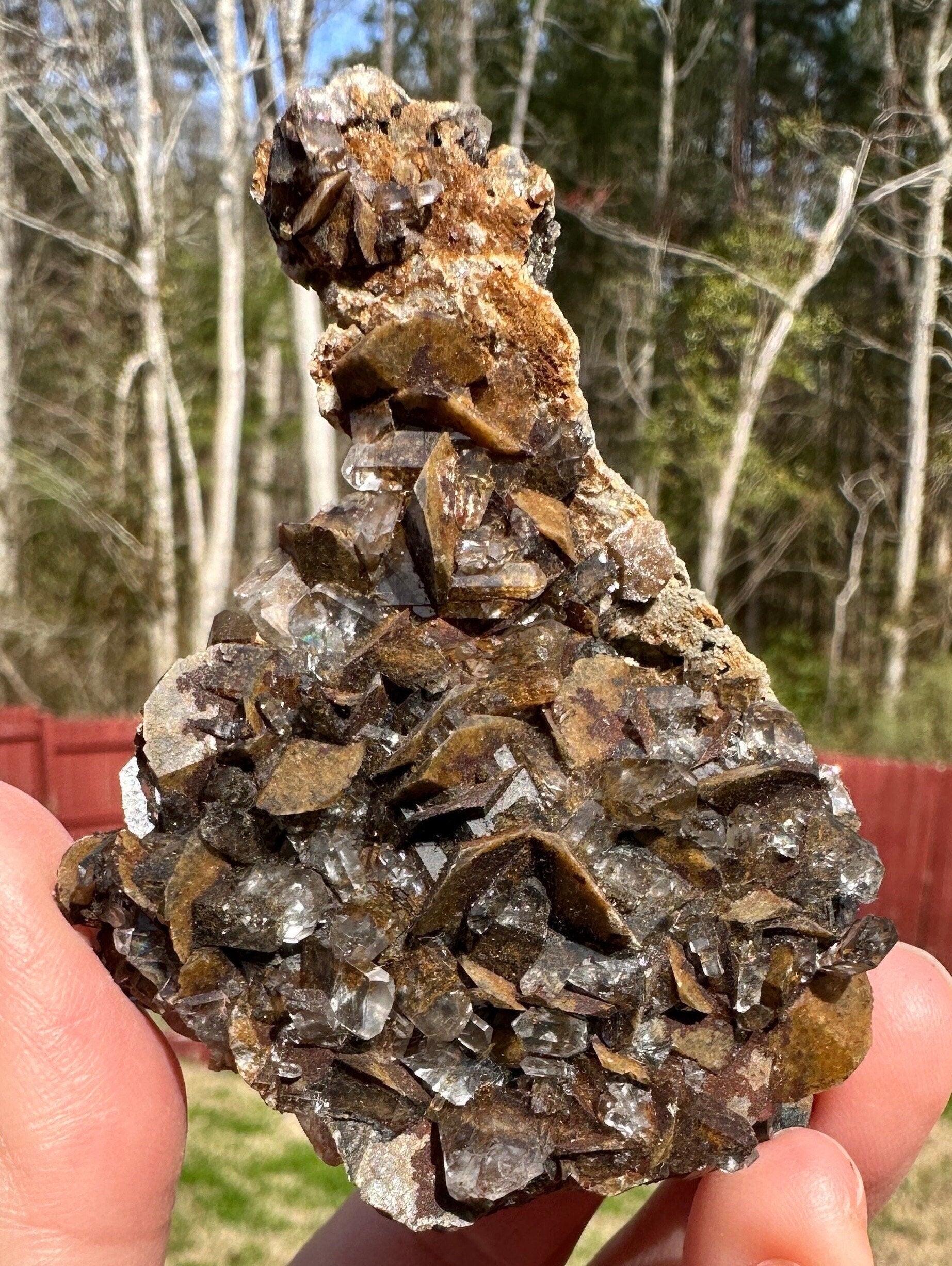 70 Grams Brown siderite with an uncommon needle tabby like quartz points formation