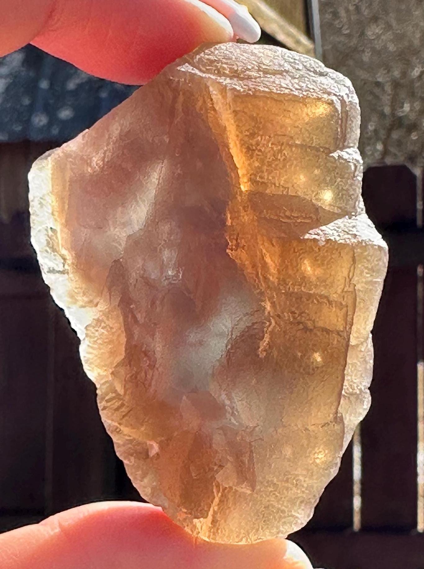 79 Grams Beautifu Natural Transparency Brownish Flourite with Baby Blue Phantom from China