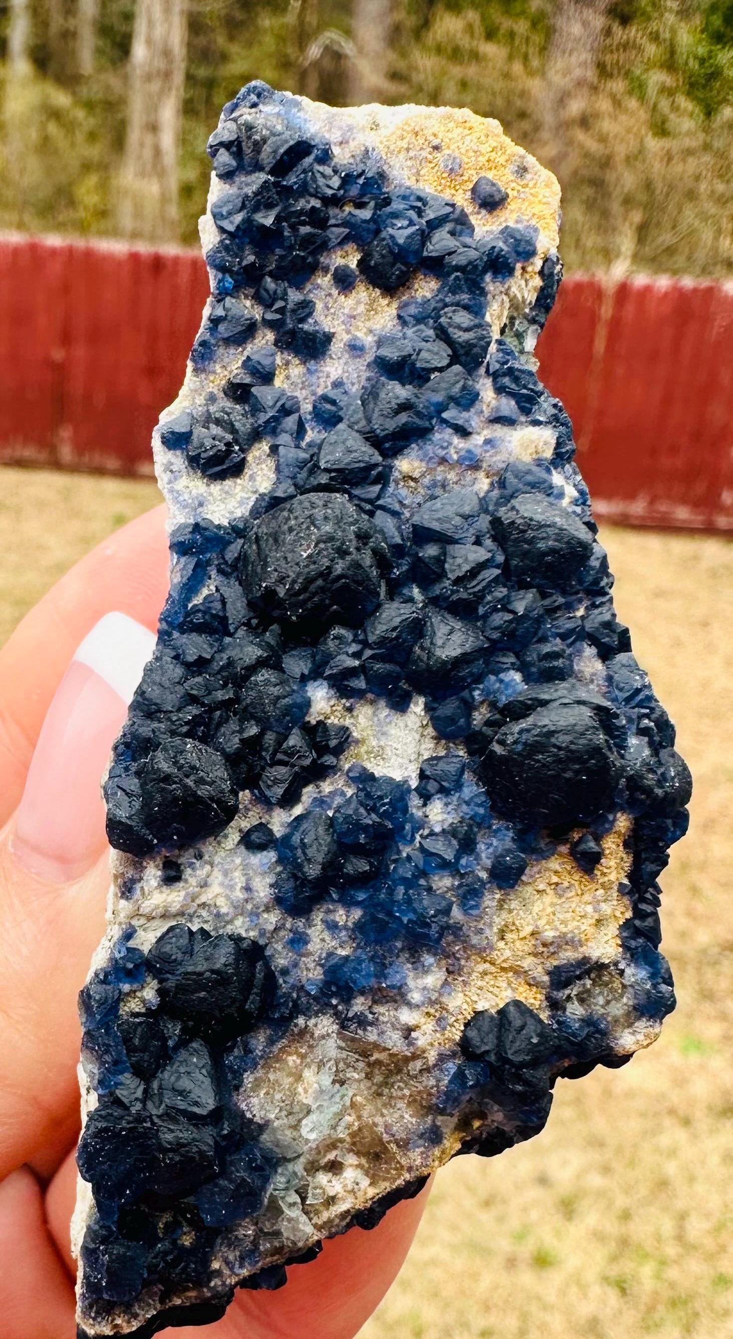 100 Grams Rare Deep Blue Blueberry Fluorite on Matrix from Inner Mongolia