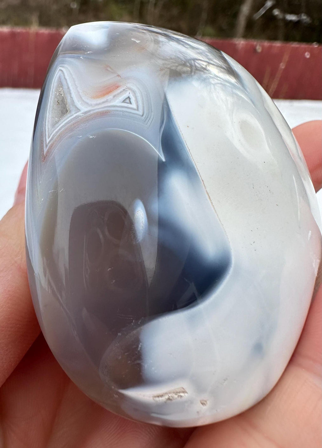 Orca Agate Puffy Heart, Flame and Sphere Set from Madagascar