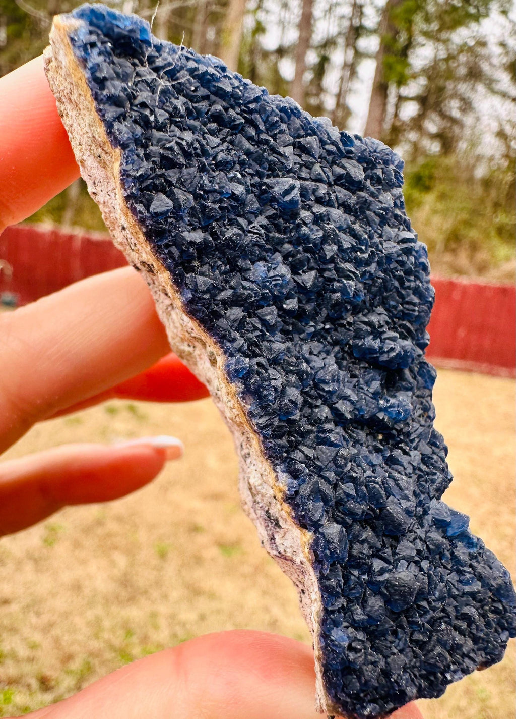 100 Grams Rare Deep Blue Blueberry Fluorite on Matrix from Inner Mongolia