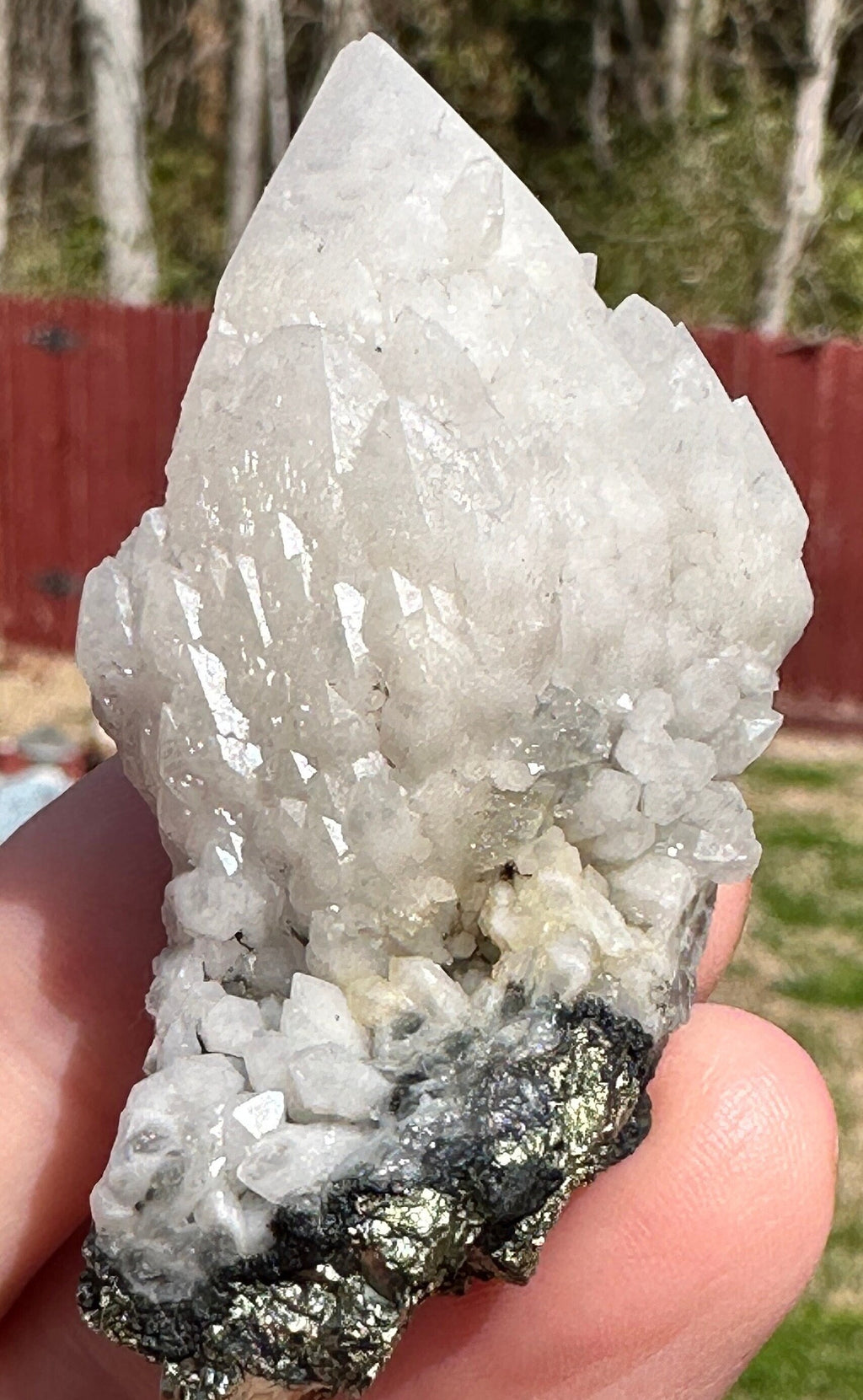 51 Grams Candle Quartz on a Chalcopyrite over Spharelite Matrix from Madagascar