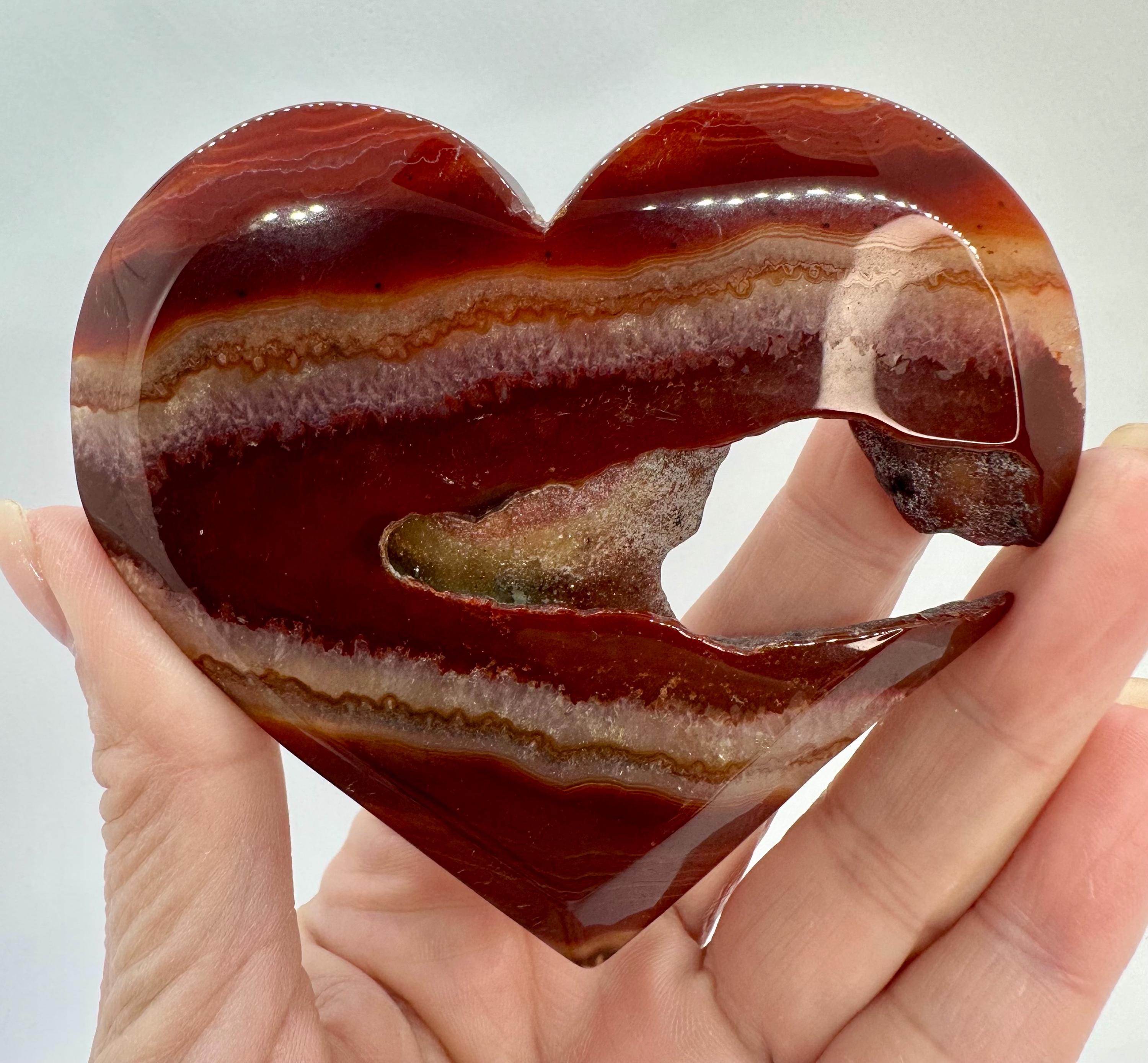 Carnelian Druzy Heart Carving with Bonus Flame