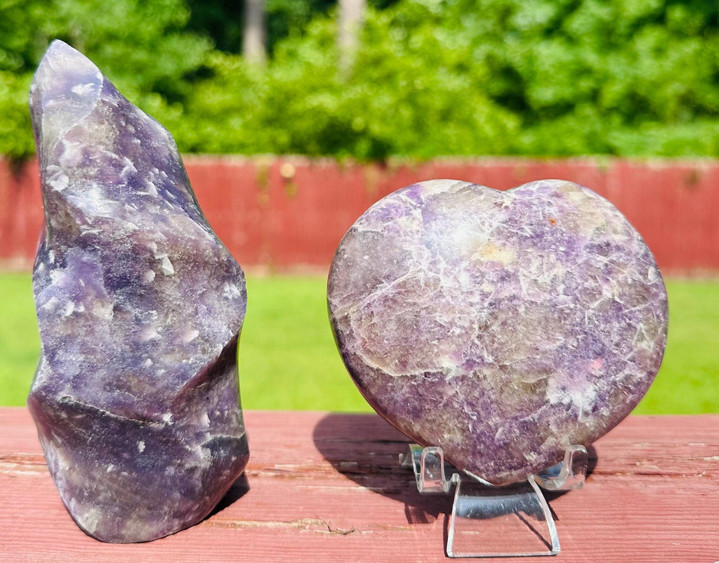 Unicorn Stone Crystal Set - Flame & Heart Carvings