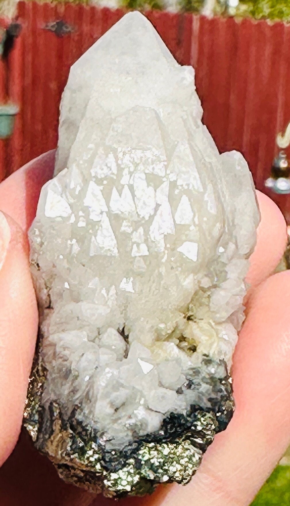51 Grams Candle Quartz on a Chalcopyrite over Spharelite Matrix from Madagascar