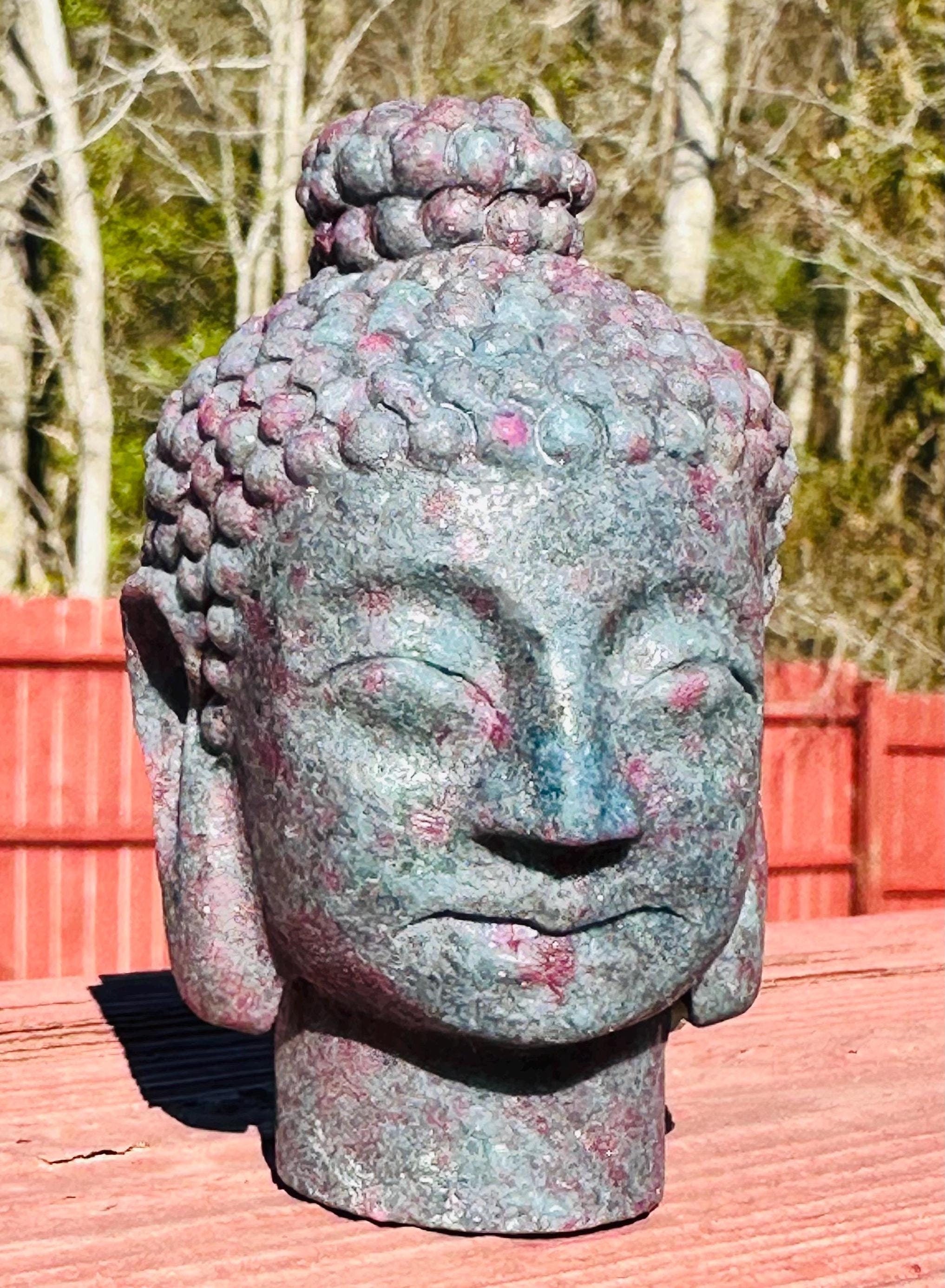 341 Grams Ruby and Kyanite Buddha Head Carving from India