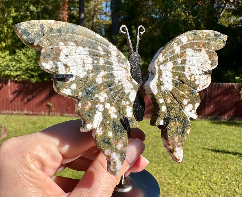 Orbicular Ocean Jasper Butterfly & Tower Set