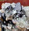 95 Grams Cassiterite Cluster with Silvery Muscovite & Fluorescent Calcite from Afghanistan