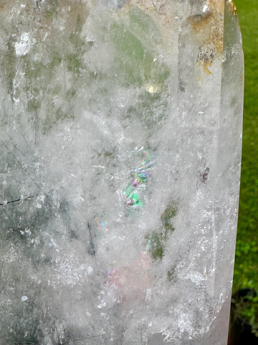 1187 Grams Storm in the Garden, Polished Garden Quartz with Black Needle Inclusion from Brazil