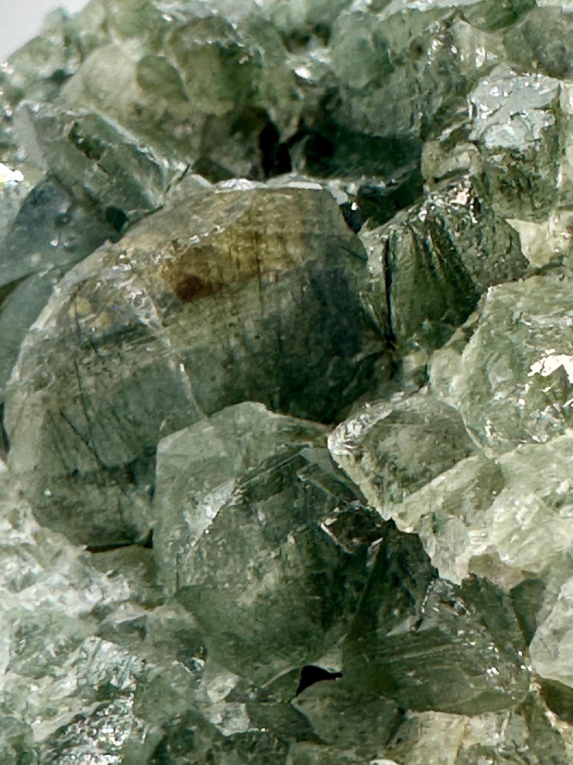 139 Grams Fluorapatite Cluster with Actinolite Inclusions on Host Rock from Hunza Valley, Gilgit-Baltistan, Pakistan