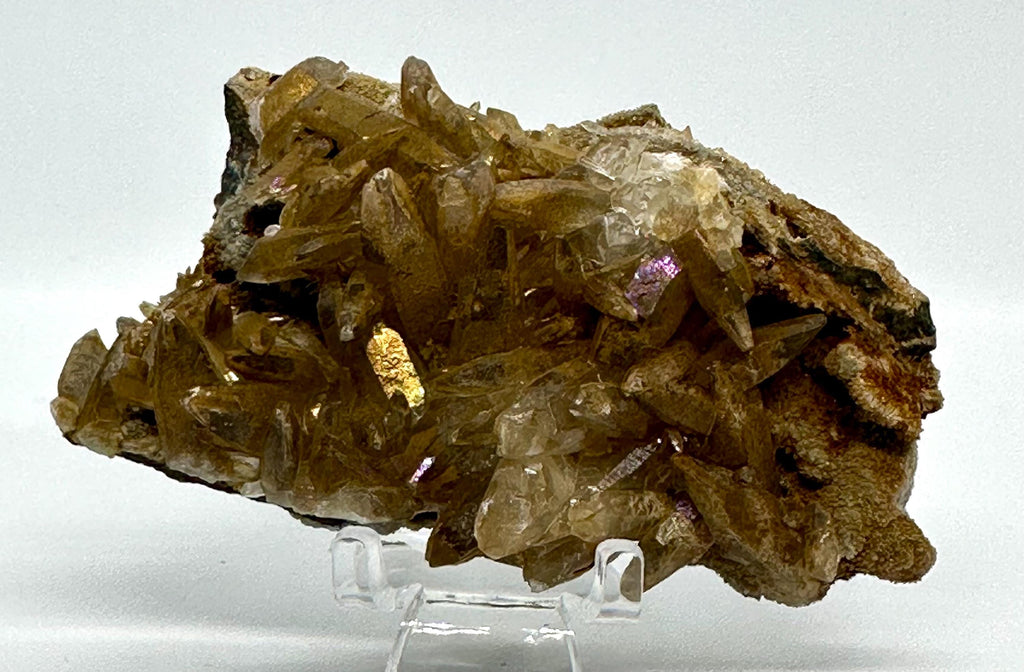 92 Grams Iridescent Dogtooth Calcite Cluster from South Africa