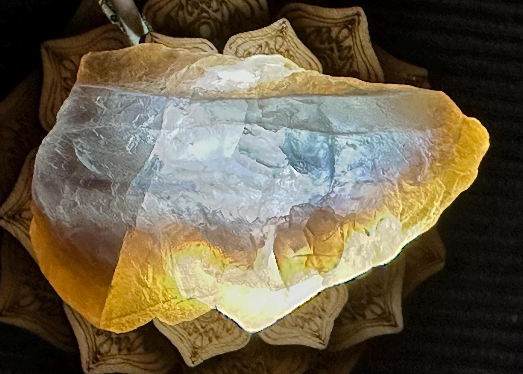 79 Grams Beautifu Natural Transparency Brownish Flourite with Baby Blue Phantom from China