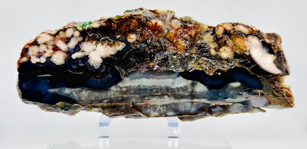 412 Grams Dark Blue Flower Agate Slab from Madagascar
