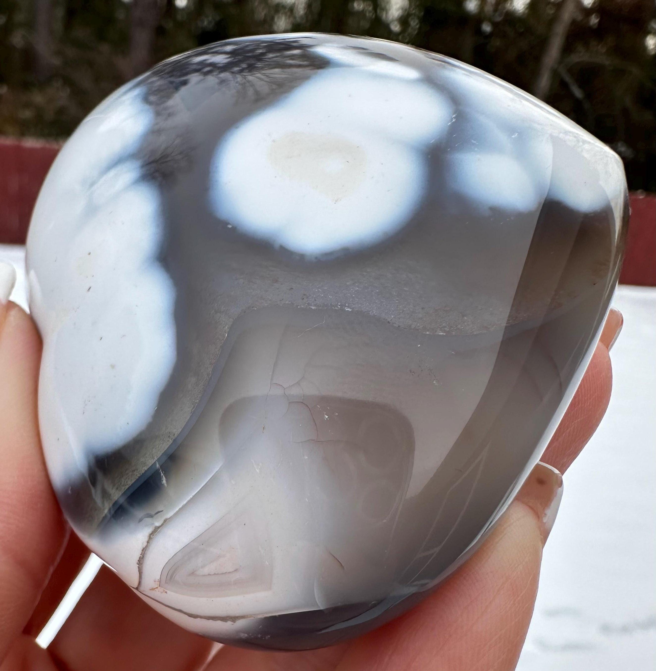 Orca Agate Puffy Heart, Flame and Sphere Set from Madagascar