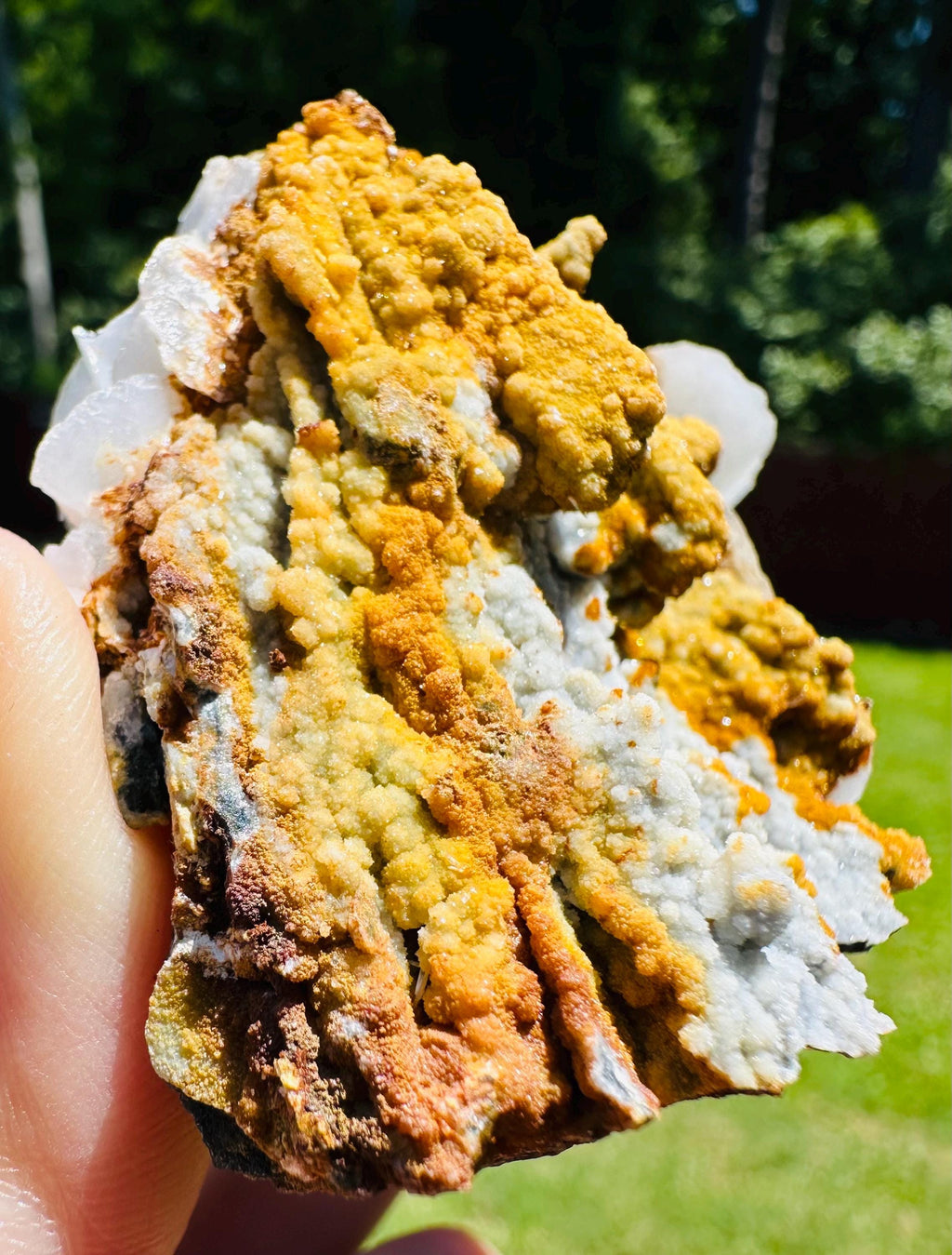 114 Grams Enchanted Earth Glow: Limonite over Gibbsite Matrix with UV Reactive Pink Calcite – A Rarity from Greece