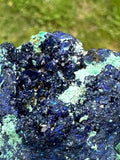 118 Grams Amazing Azurite Crystals and “Blueberries “ Cluster in Chrysocolla with some Orbicular Zoning