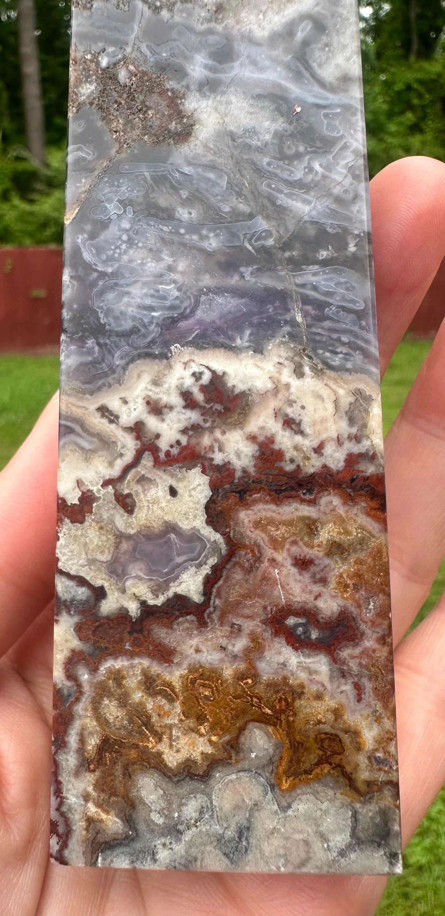 315 Grams Unique and Beautiful Purple Crazy Lace Agate Tower
