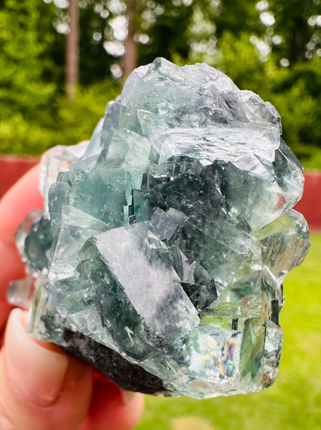 78 Grams Light Transparent Green Cubic Fluorite Mini Cluster: Heart Healer and Focus Stone Embrace