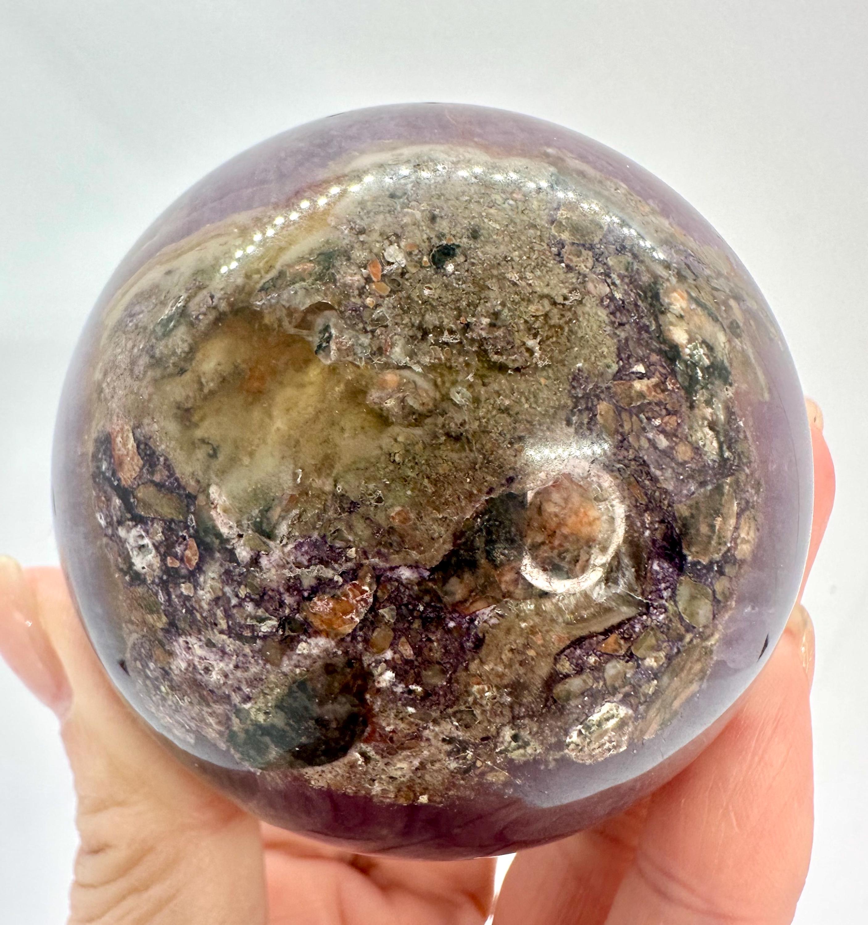 Purple Fluorite Root Sphere with Point Set from Hunan, Fujian Province in China