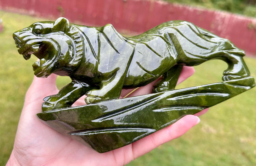 1147 Grams Nephrite Jade Tiger Carving – Guardian of Vitality and Grace