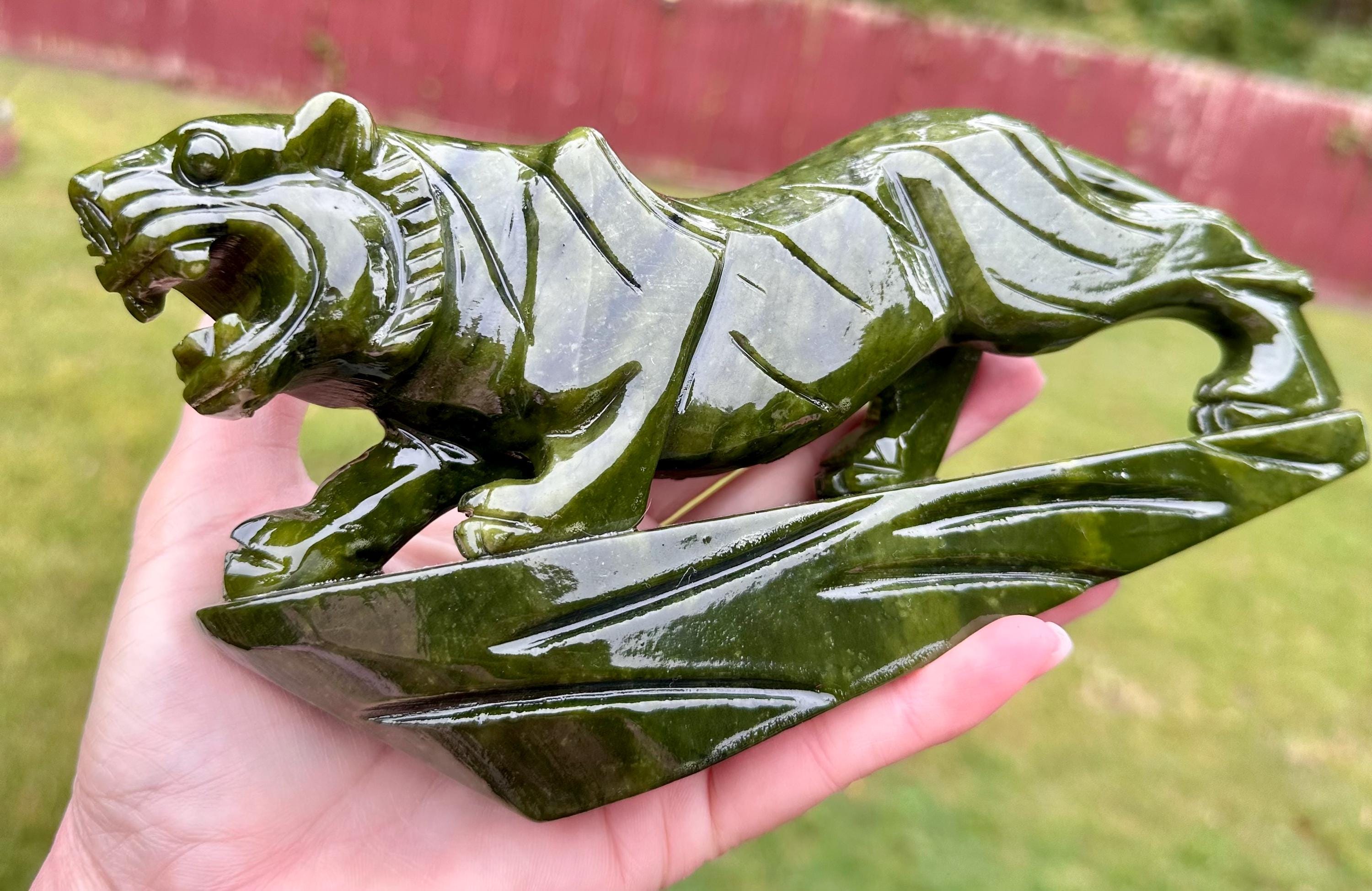 1147 Grams Nephrite Jade Tiger Carving – Guardian of Vitality and Grace
