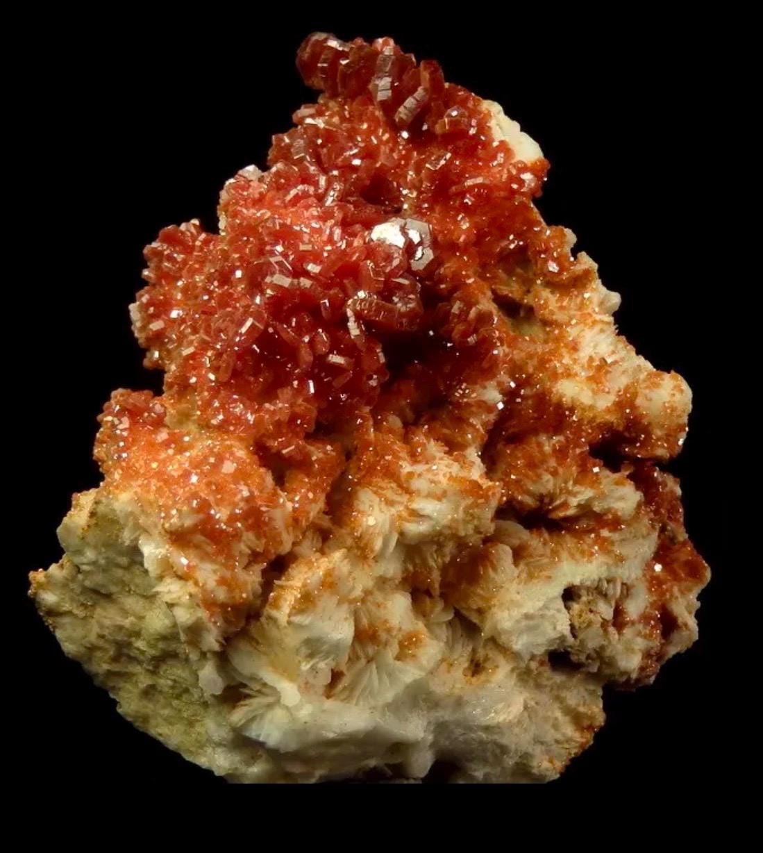 132 Grams Lustrous Vibrant Red and Orange Vanadinite from Morocco