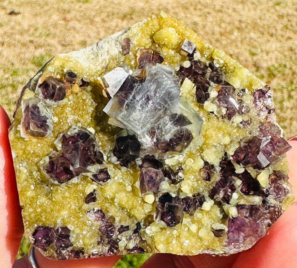 115 Grams Natural Purple Phantom Cubic Flourite over Mica Specimen from China