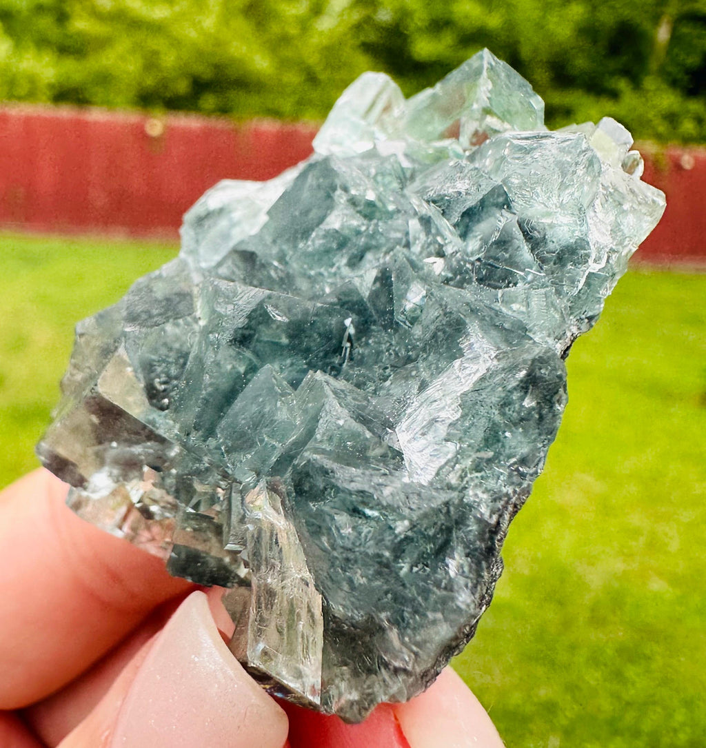 78 Grams Light Transparent Green Cubic Fluorite Mini Cluster: Heart Healer and Focus Stone Embrace
