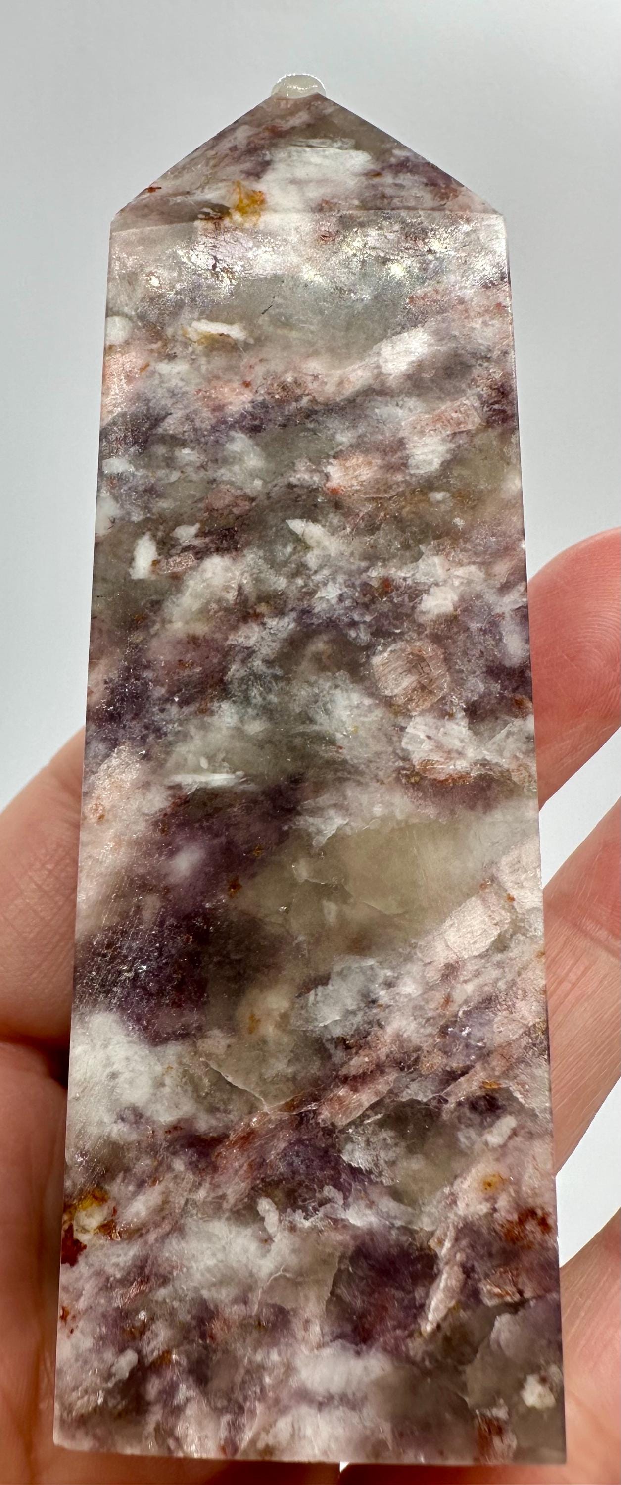 Your Choice of Pink Tourmaline in Smoky Quartz with Lepidolite, Mica & Feldspar Tower from Madagascar