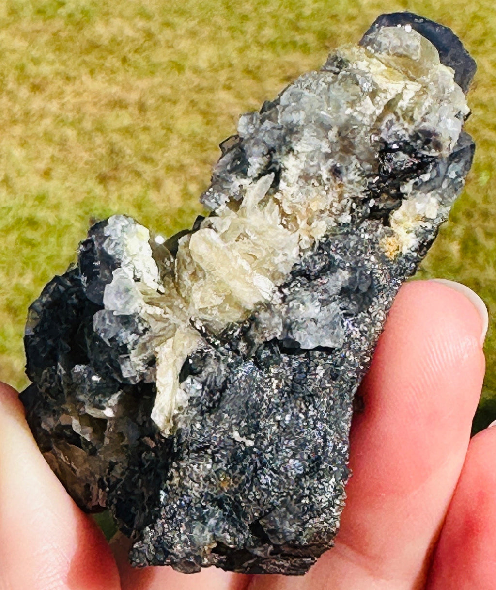 82 Grams Natural Transparent Colorful Phantom Cubic Fluorite with Siderite in a chalcopyrite mix matrix