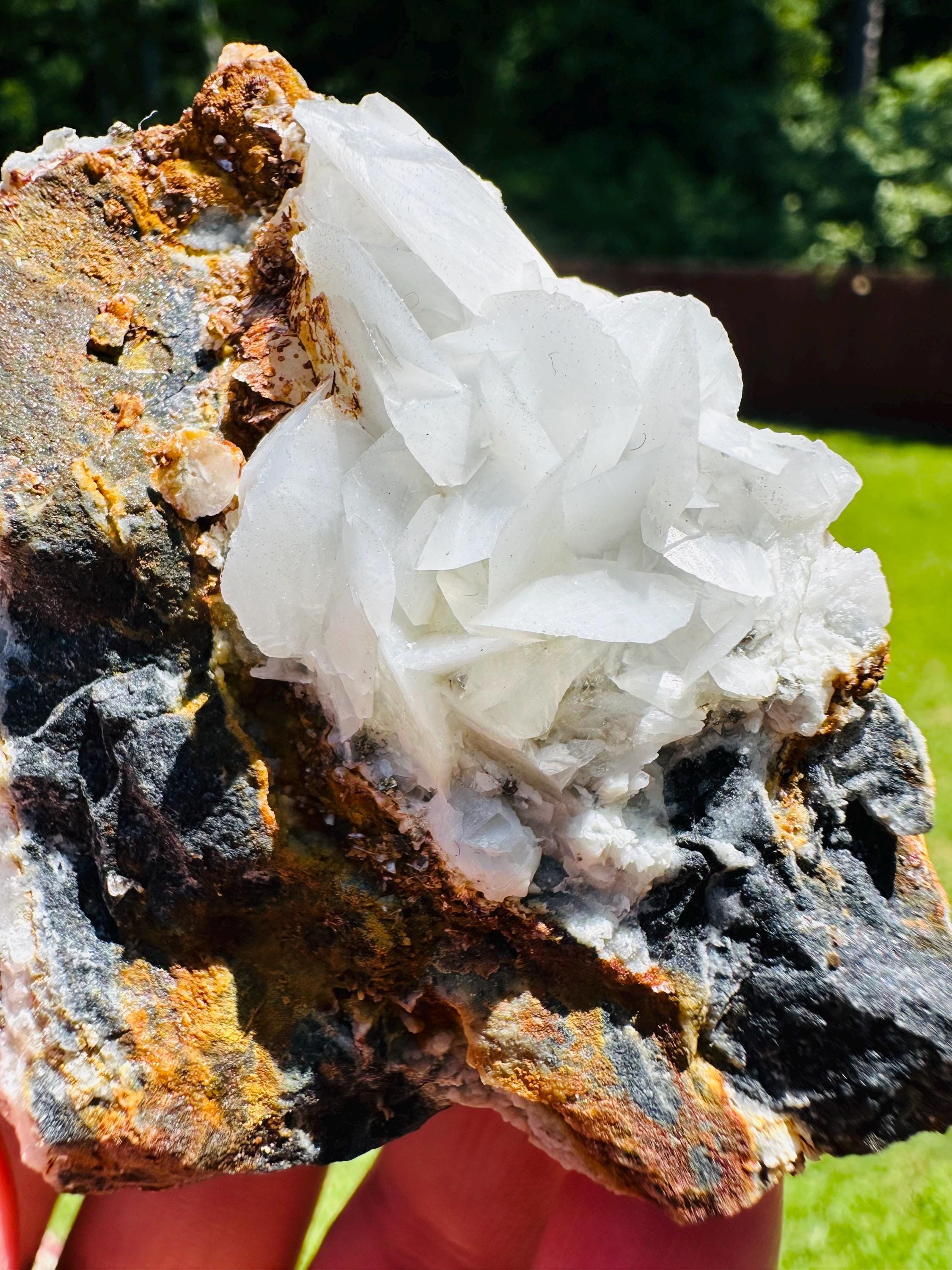 114 Grams Enchanted Earth Glow: Limonite over Gibbsite Matrix with UV Reactive Pink Calcite – A Rarity from Greece