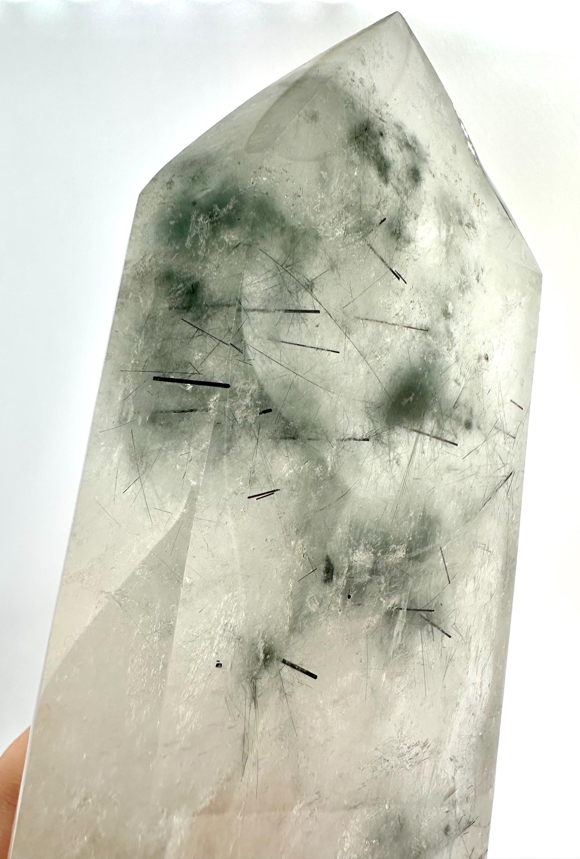 1187 Grams Storm in the Garden, Polished Garden Quartz with Black Needle Inclusion from Brazil