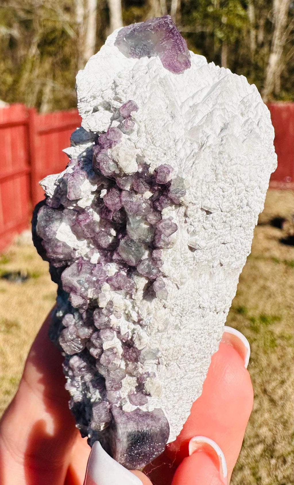 133 Grams DT and ET Natural Green and Purple Octahedron Fluorite over a Second Crystalization Specimen Huanggangliang