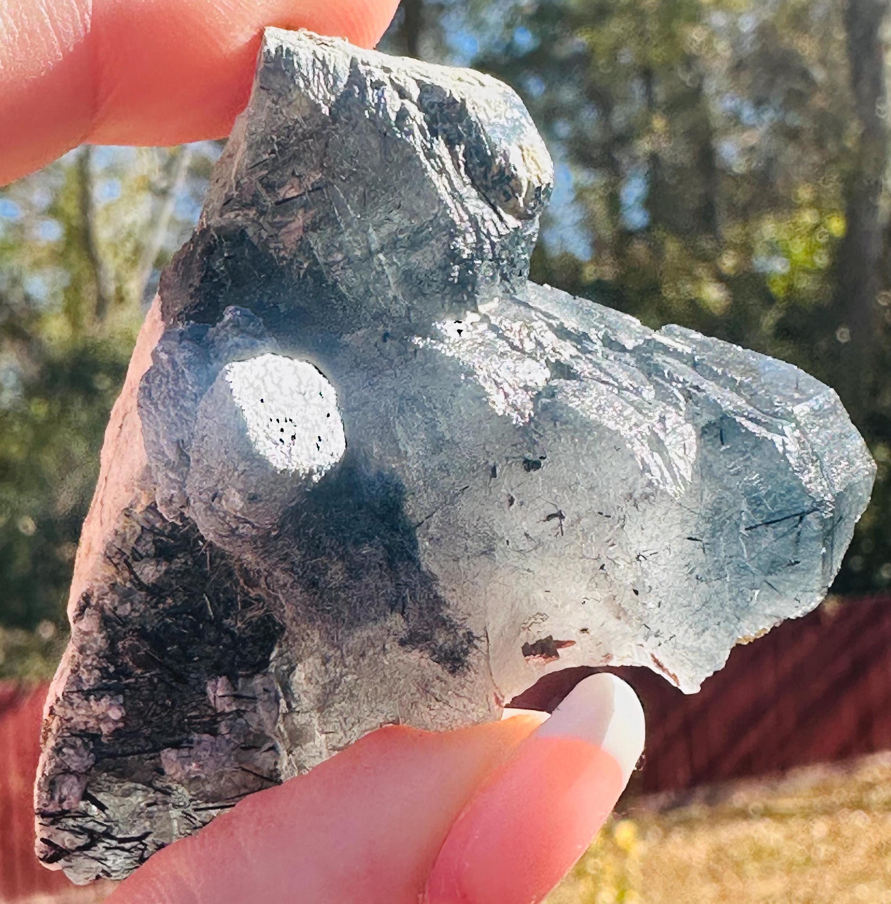 50 Grams of Blue / Black Riebeckite included Quartz From Pakistan