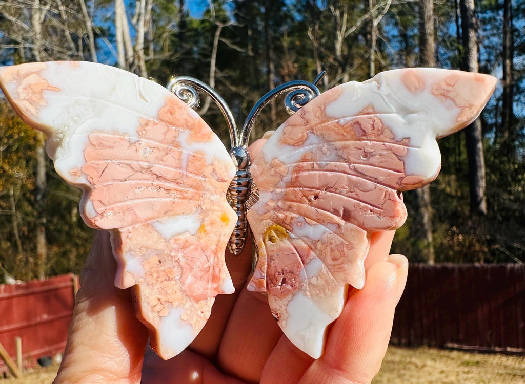 Petal Agate AKA Cotton Candy Butterfly & Tower Set — Drusy‑Kissed Beauty from Mexico