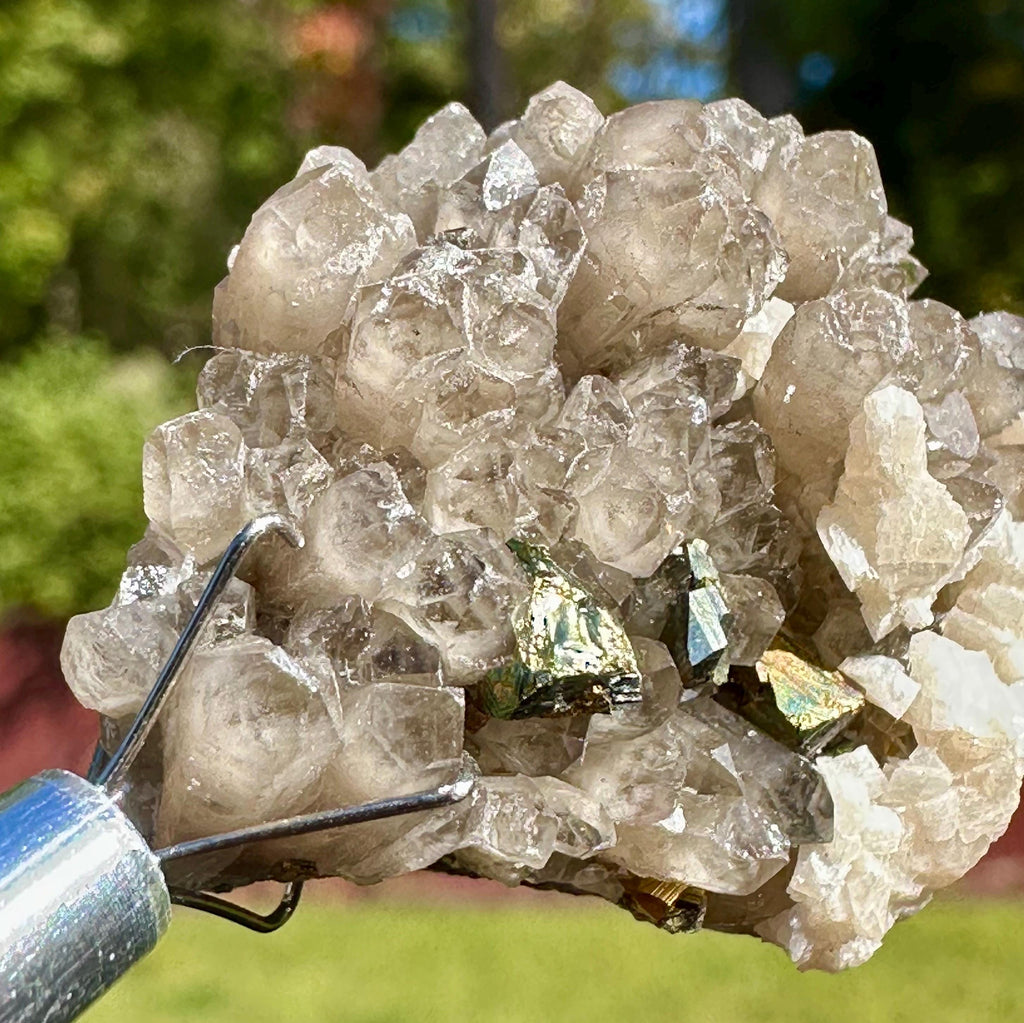 22 Grams Smoky Rare Columnar Calcite with Dolomite & Chalcopyrite from Guangxi, China