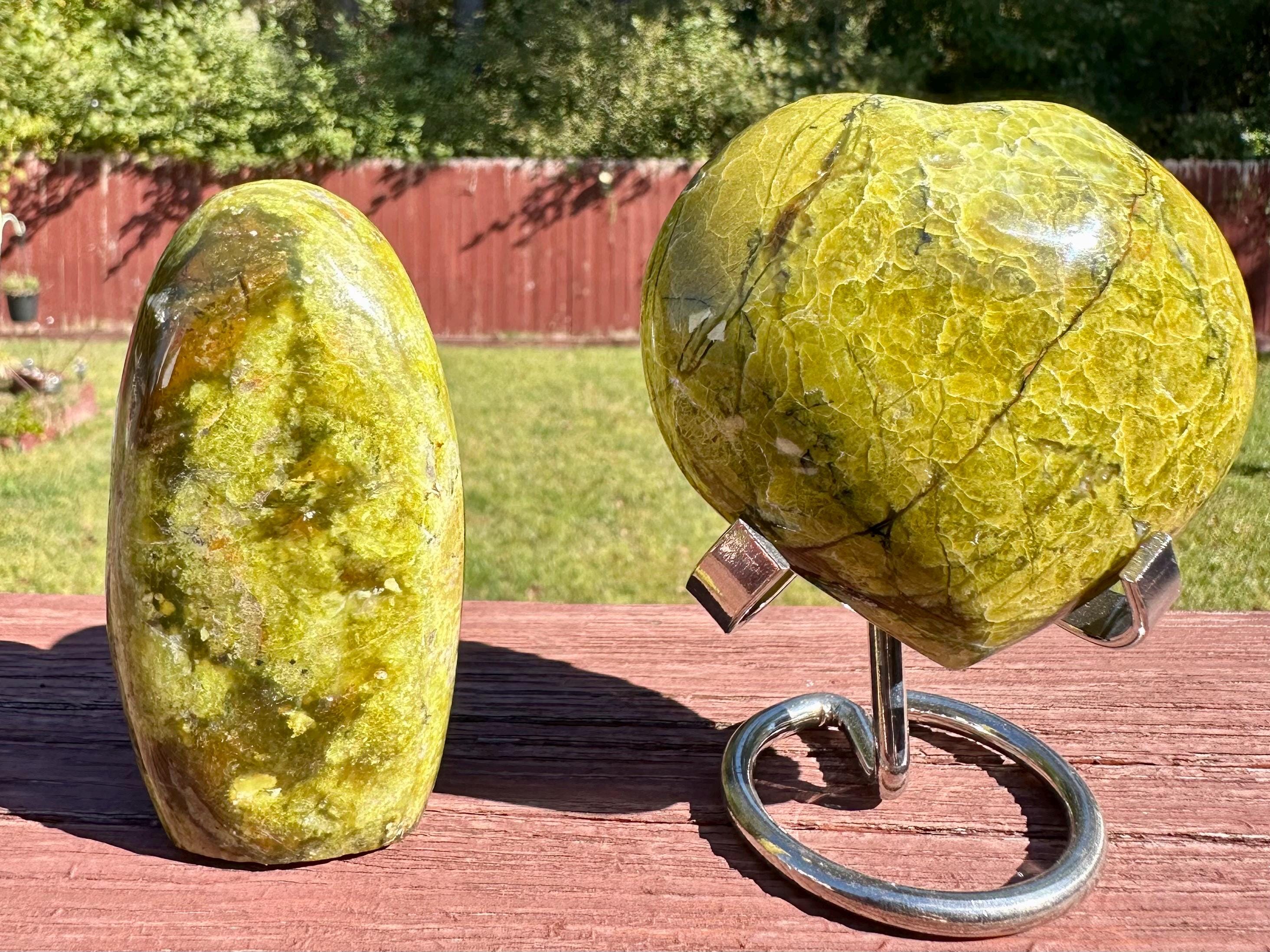 Green Opal Puffy Heart & Free Form Set from Madagascar