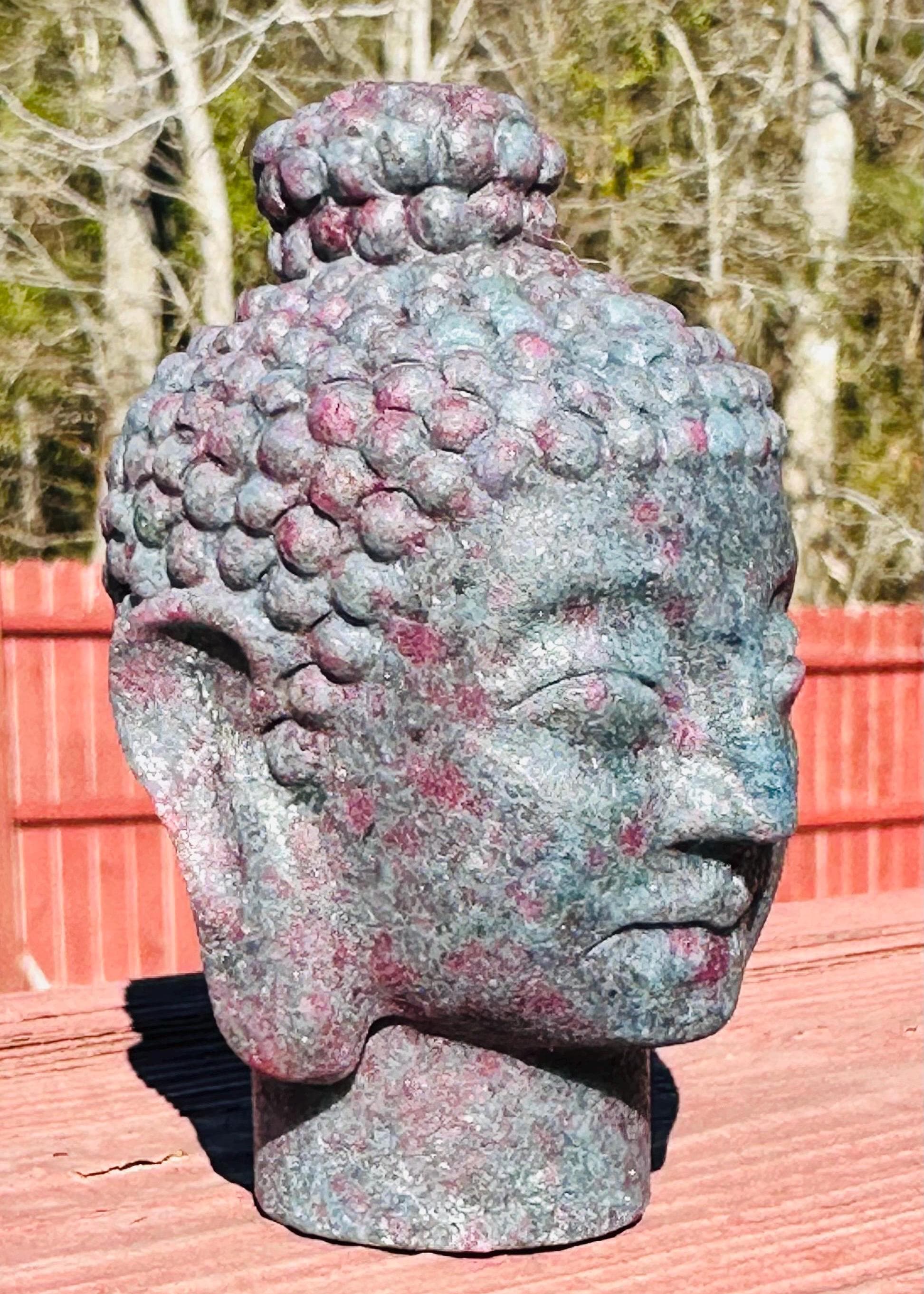 341 Grams Ruby and Kyanite Buddha Head Carving from India