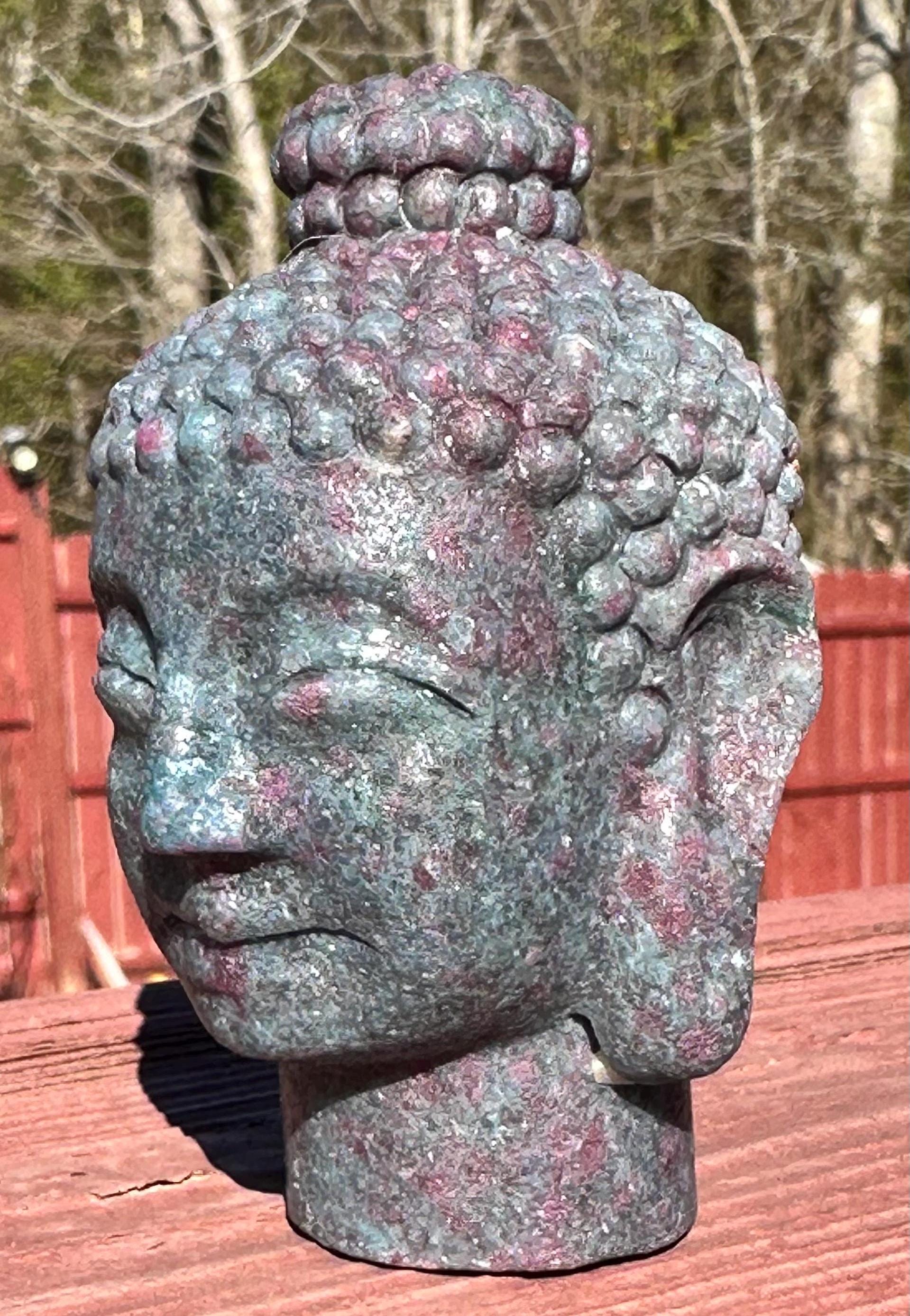 341 Grams Ruby and Kyanite Buddha Head Carving from India