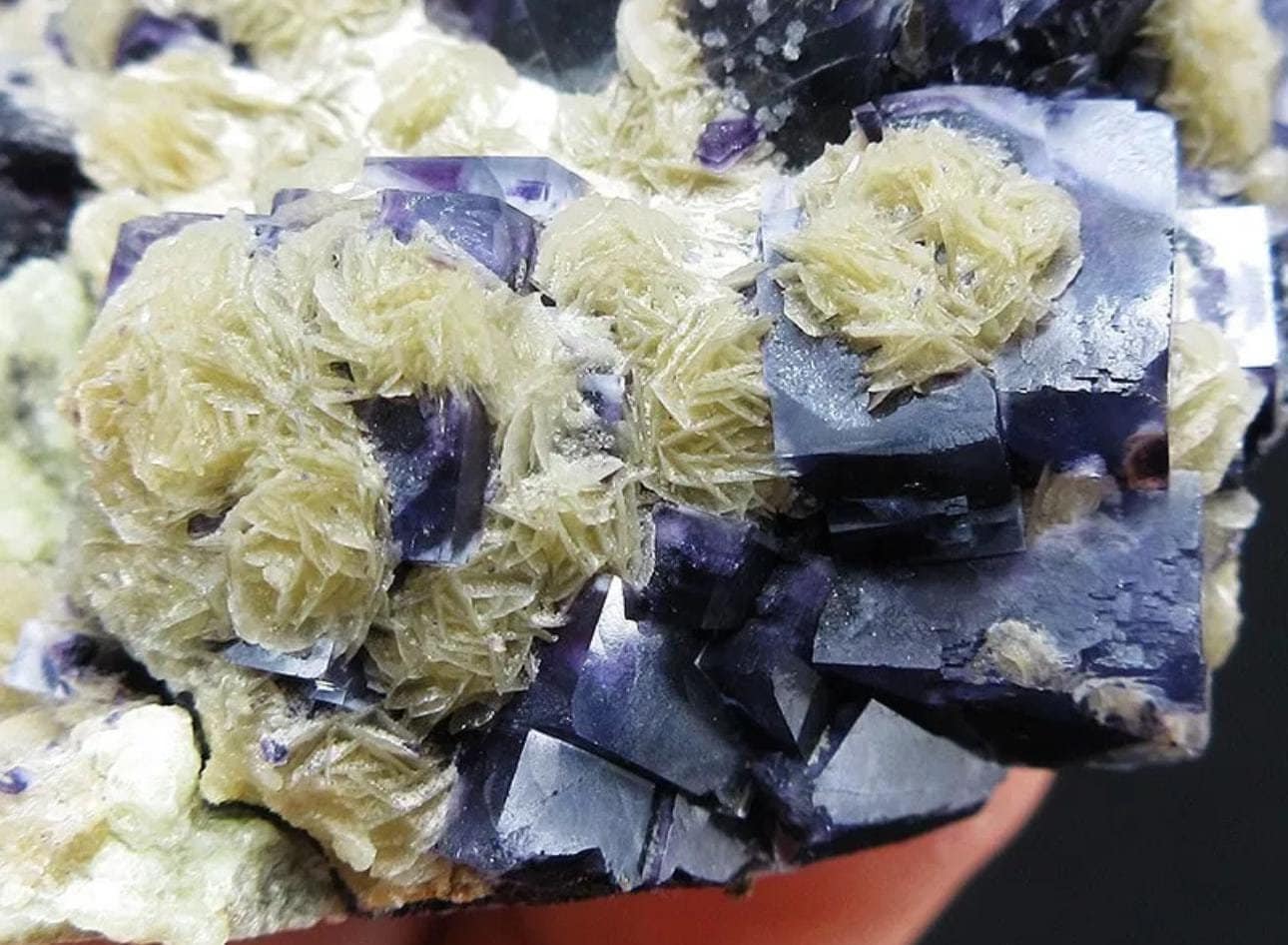 130 Grams Deep Purple Cubic Fluorite with Siderite sourced from Inner Mongolia, China