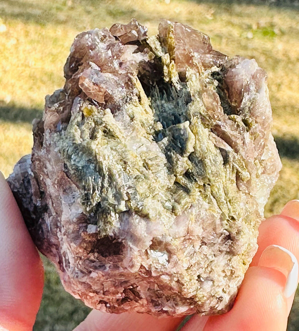 155 grams of Axinite Crystal bunch with Quartz over Epidote matrix from Skardu, Pakistan