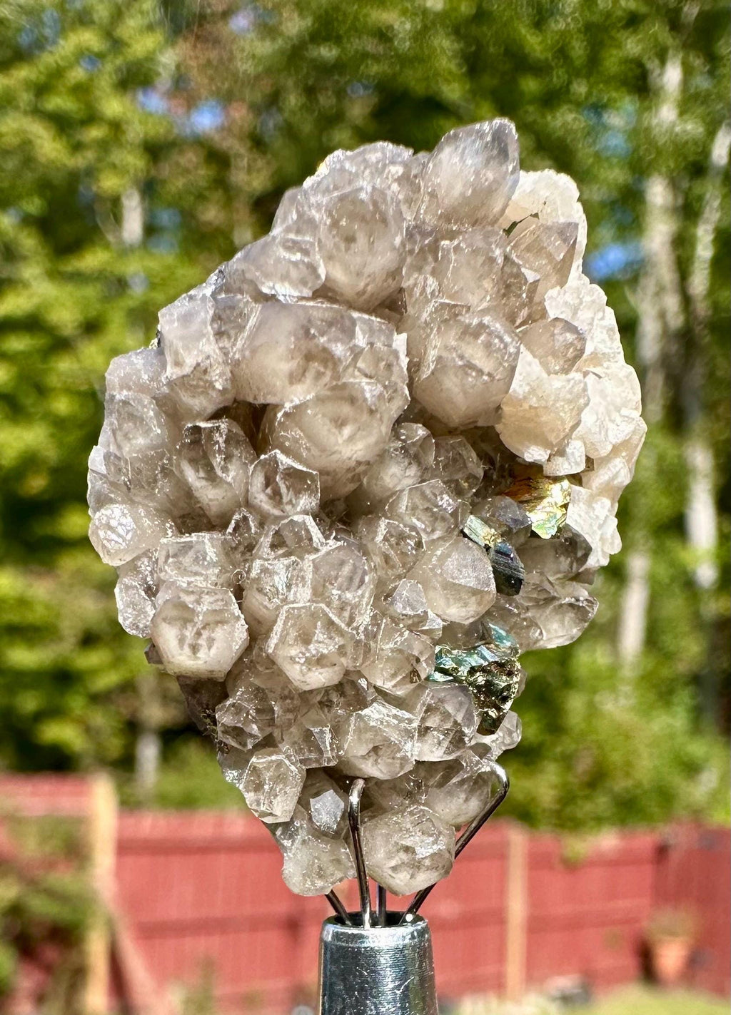 22 Grams Smoky Rare Columnar Calcite with Dolomite & Chalcopyrite from Guangxi, China