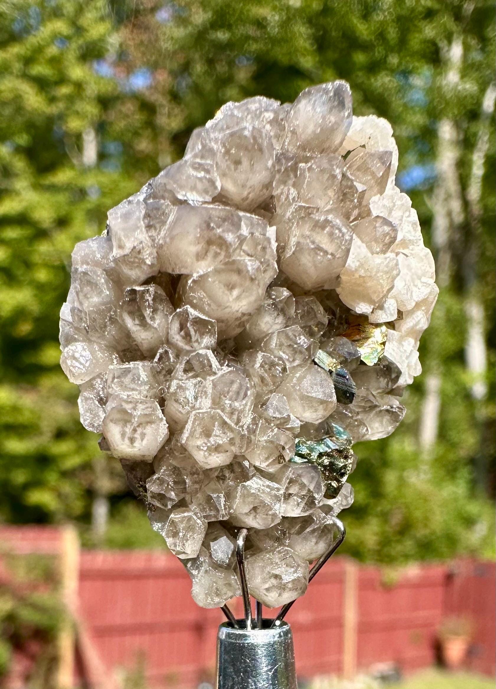 22 Grams Smoky Rare Columnar Calcite with Dolomite & Chalcopyrite from Guangxi, China