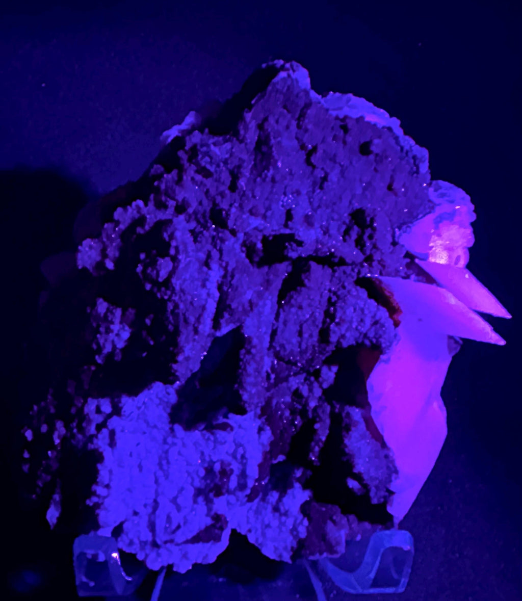 114 Grams Enchanted Earth Glow: Limonite over Gibbsite Matrix with UV Reactive Pink Calcite – A Rarity from Greece