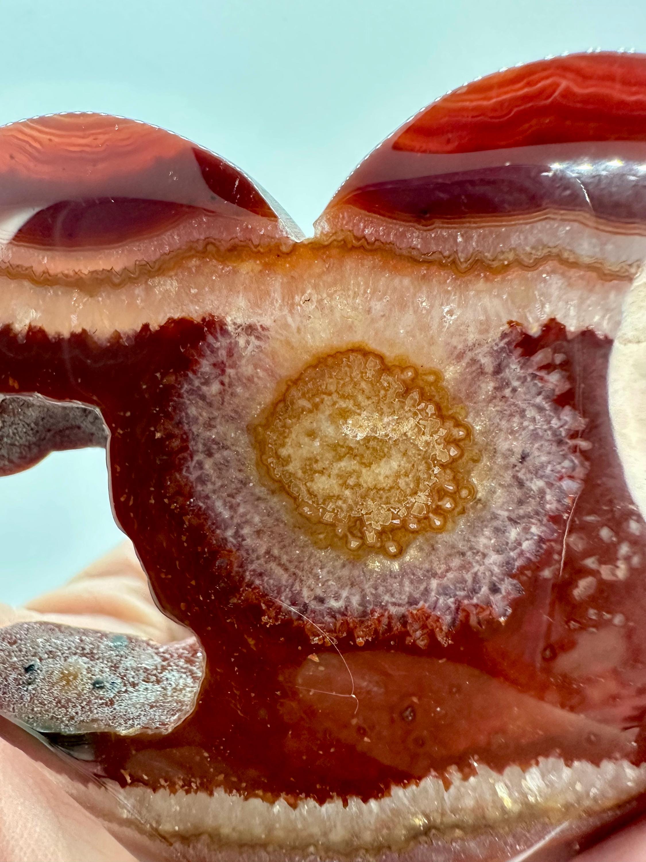 Carnelian Druzy Heart Carving with Bonus Flame