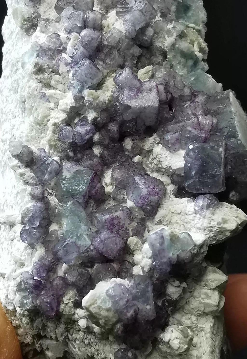 133 Grams DT and ET Natural Green and Purple Octahedron Fluorite over a Second Crystalization Specimen Huanggangliang