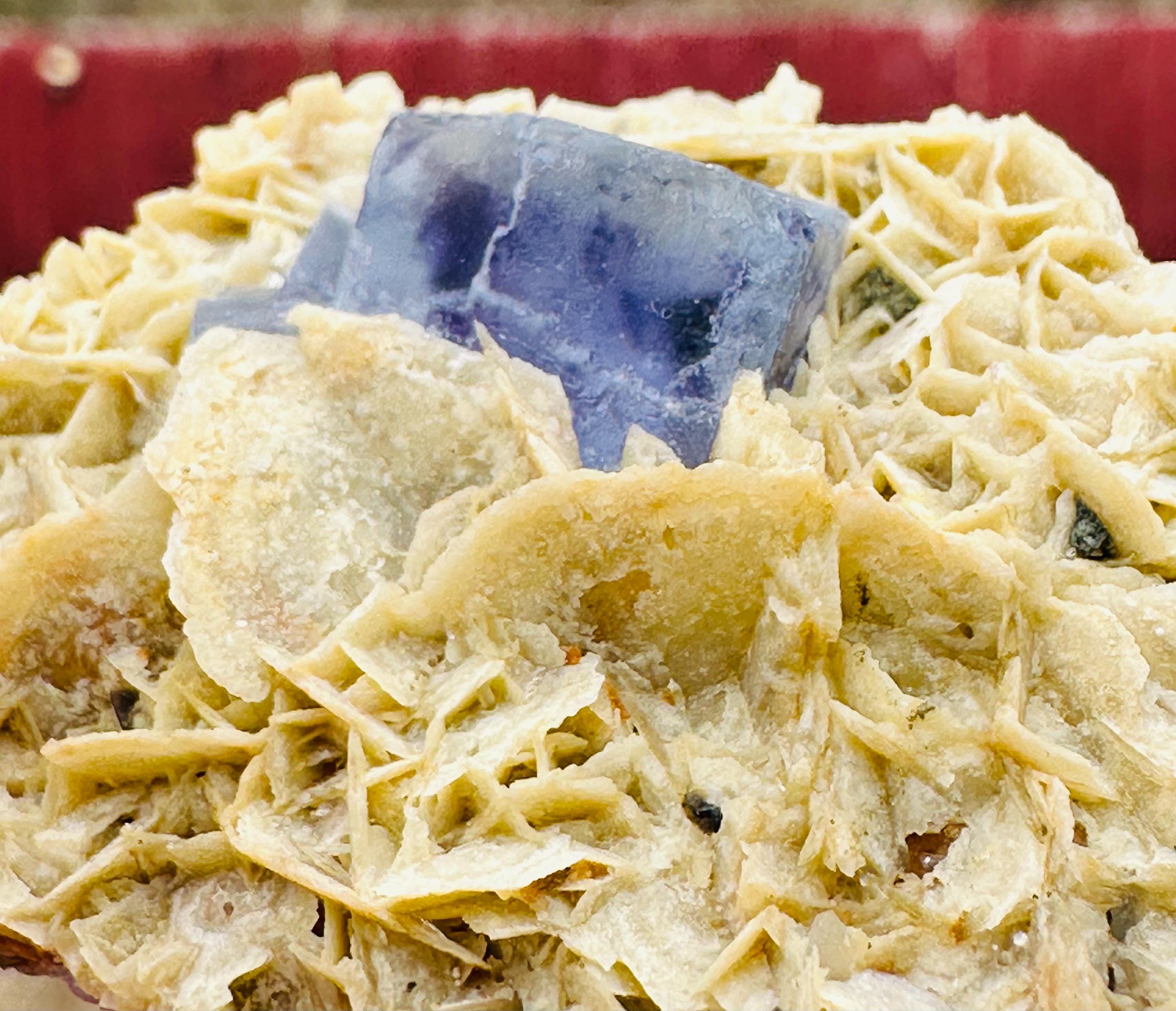 21 Grams Natural Beautiful Transparent Cubic Fluorite with purple phantom on a very Aesthetic Barite Formation