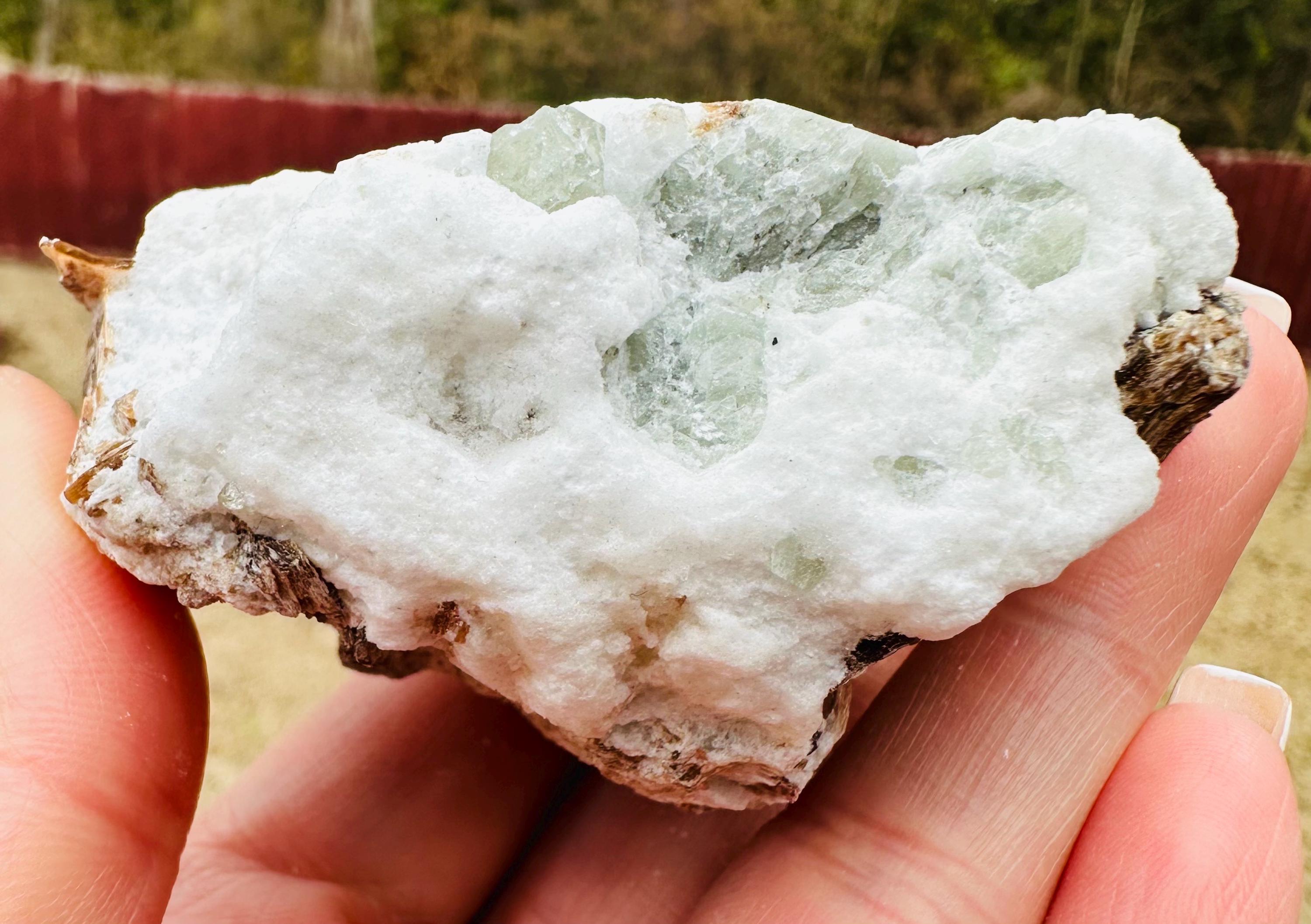 154 Grams well formed Green Apatite Crystal on Feldspar with shiny Golden Mica from Afghanistan