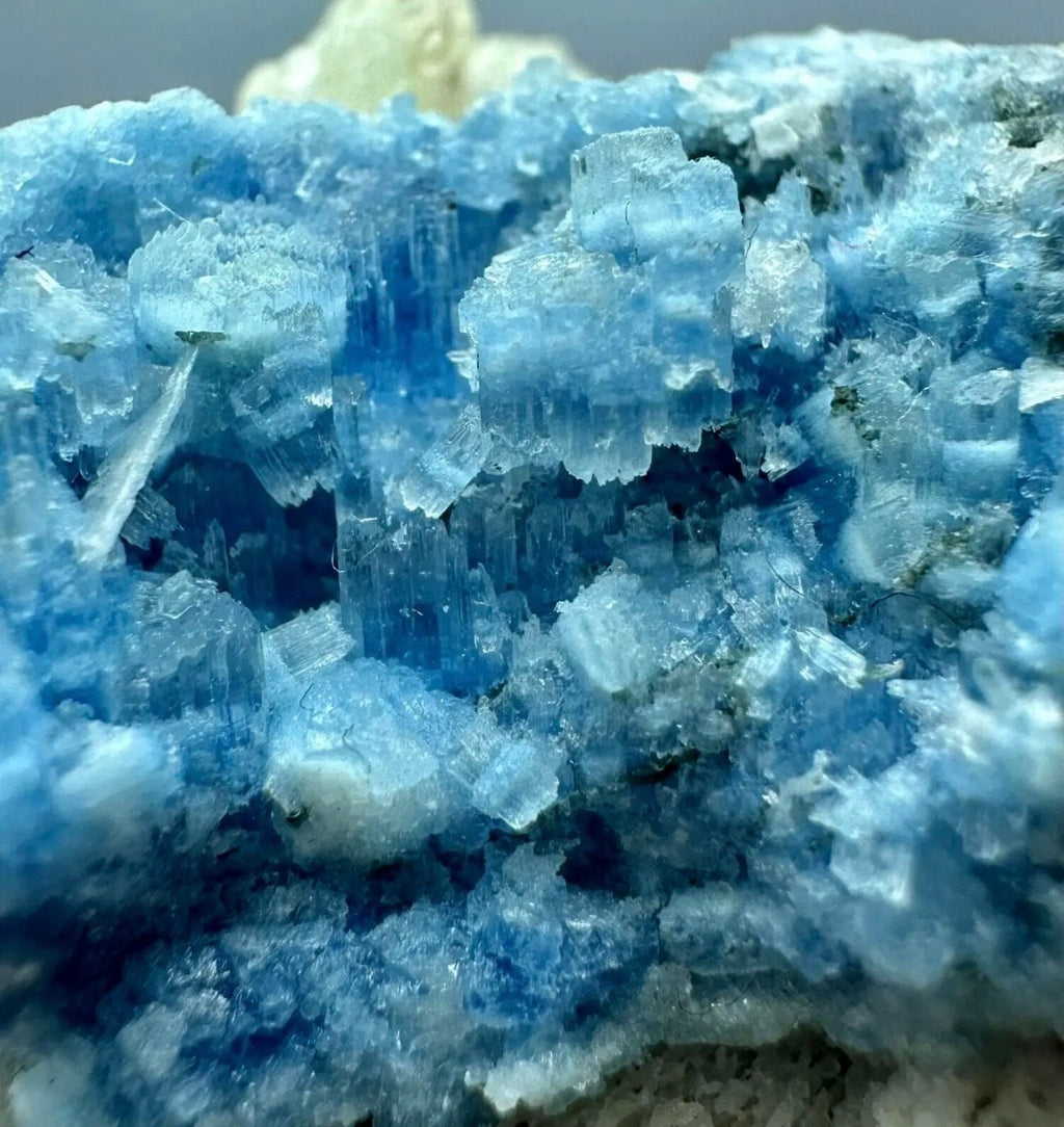 24 Grams / 120 cts Rare Rich Blue Alkali Beryl Crystal Bunch on Albite matrix from Afghanistan