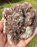 535 Grams Natural Red Phantom Hematite Quartz Cluster with Pyrite and Chalcopyrite